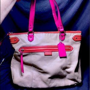 COACH Purse Beige w/pink trim